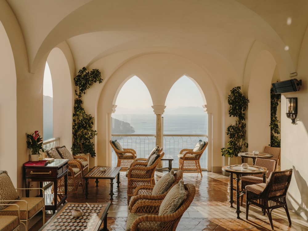 Caruso, A Belmond Hotel, Amalfi Coast bar with arched interiors and sea views in Ravello, Italy