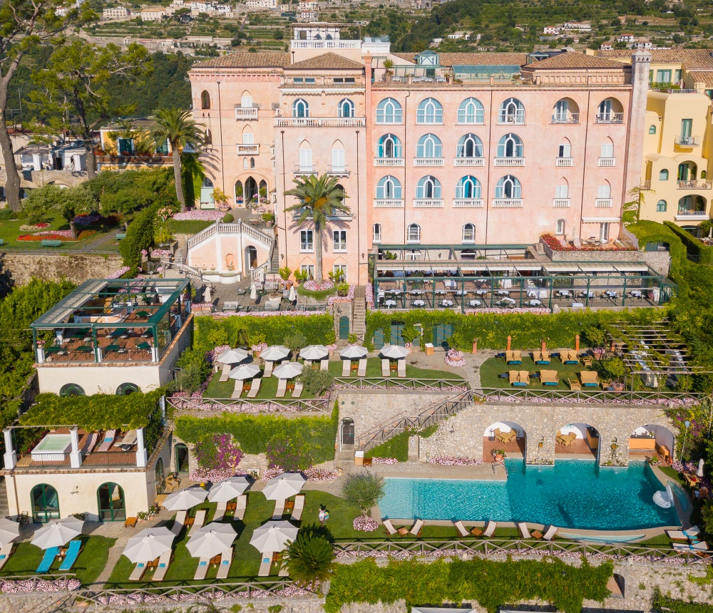 Palazzo Avino in Ravello, with terraced gardens, pool and views across the Amalfi Coast